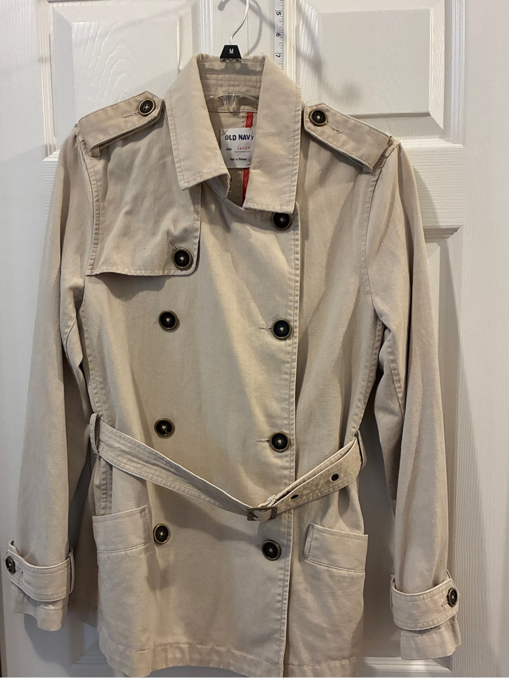 NWT Old Navy Women's Cream Double-Breasted Trench Coat